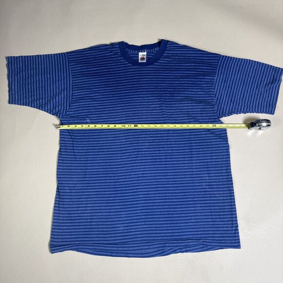 Vintage 90s Fruit of the Loom Striped Tee XXL Grunge USA Single Stitch - Picture 8 of 11